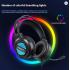 AULA S606 headset esports game RGB cold light effect noise reduction microphone floating head beam USB wired - Black